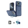 MARSİLYAN™- iPhone 16 Pro Max Kılıf İz Modern Prime - Siyah 3D Antistatik Cam Ekran Koruyucu + PVD Metal Kamera Lens - GS