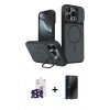 MARSİLYAN™- iPhone 16 Pro Max Kılıf İz Modern Prime - Siyah 3D Antistatik Hayalet Cam Ekran Koruyucu + Bilvis Titan Kamera Lens - SH