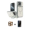MARSİLYAN™- iPhone 16 Pro Max Kılıf İz Modern Prime - Siyah 3D Antistatik Hayalet Cam Ekran Koruyucu + Pers Alüminyum Kamera Lens - CLTM