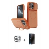 MARSİLYAN™- iPhone 16 Pro Max Kılıf İz Modern Prime - Siyah 3D Antistatik Hayalet Cam Ekran Koruyucu + Pers Alüminyum Kamera Lens - GI