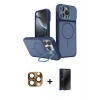 MARSİLYAN™- iPhone 16 Pro Max Kılıf İz Modern Prime - Siyah 3D Antistatik Hayalet Cam Ekran Koruyucu + Pers Alüminyum Kamera Lens - CLTM