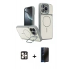 MARSİLYAN™- iPhone 16 Pro Max Kılıf İz Modern Prime - Siyah 3D Antistatik Hayalet Cam Ekran Koruyucu + PVD Metal Kamera Lens - GD