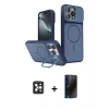 MARSİLYAN™- iPhone 16 Pro Max Kılıf İz Modern Prime - Siyah 3D Antistatik Hayalet Cam Ekran Koruyucu + PVD Metal Kamera Lens - SH