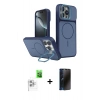 MARSİLYAN™- iPhone 16 Pro Max Kılıf İz Modern Prime - Siyah 3D Antistatik Hayalet Cam Ekran Koruyucu + Raze Metal Kamera Lens - BZ