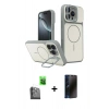 MARSİLYAN™- iPhone 16 Pro Max Kılıf İz Modern Prime - Siyah 3D Antistatik Hayalet Cam Ekran Koruyucu + Raze Metal Kamera Lens - SH
