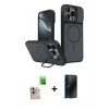 MARSİLYAN™- iPhone 16 Pro Max Kılıf İz Modern Prime - Siyah 3D Antistatik Hayalet Cam Ekran Koruyucu + Raze Metal Kamera Lens - NLGY