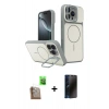 MARSİLYAN™- iPhone 16 Pro Max Kılıf İz Modern Prime - Siyah 3D Antistatik Hayalet Cam Ekran Koruyucu + Raze Metal Kamera Lens - CLTM