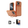 MARSİLYAN™- iPhone 16 Pro Max Kılıf İz Modern Prime - Siyah 3D Antistatik Mat Seramik Nano Ekran Koruyucu + PVD Metal Kamera Lens - GS
