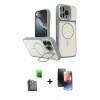 MARSİLYAN™- iPhone 16 Pro Max Kılıf İz Modern Prime - Siyah 3D Antistatik Mat Seramik Nano Ekran Koruyucu + Raze Metal Kamera Lens - SH