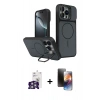 MARSİLYAN™- iPhone 16 Pro Max Kılıf İz Modern Prime - Siyah 3D Antistatik Mat Seramik Nano Ekran Koruyucu + Bilvis Titan Kamera Lens - GS