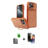 MARSİLYAN™- iPhone 16 Pro Max Kılıf İz Modern Prime - Siyah 3D Antistatik Mat Seramik Nano Ekran Koruyucu + Raze Metal Kamera Lens - SH