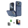 MARSİLYAN™- iPhone 16 Pro Max Kılıf İz Modern Prime - Siyah 3D Antistatik Mat Seramik Nano Ekran Koruyucu + Raze Metal Kamera Lens - SH