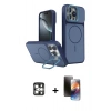 MARSİLYAN™- iPhone 16 Pro Max Kılıf İz Modern Prime - Siyah 3D Antistatik Mat Seramik Nano Ekran Koruyucu + PVD Metal Kamera Lens - GS