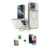 MARSİLYAN™- iPhone 16 Pro Max Kılıf İz Modern Prime - Siyah 3D Antistatik Mat Seramik Nano Ekran Koruyucu + Raze Metal Kamera Lens - CLTM
