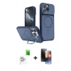 MARSİLYAN™- iPhone 16 Pro Max Kılıf İz Modern Prime - Siyah 3D Antistatik Mat Seramik Nano Ekran Koruyucu + Raze Metal Kamera Lens - BZ