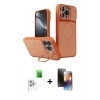MARSİLYAN™- iPhone 16 Pro Max Kılıf İz Modern Prime - Siyah 3D Antistatik Mat Seramik Nano Ekran Koruyucu + Raze Metal Kamera Lens - BZ