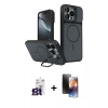 MARSİLYAN™- iPhone 16 Pro Max Kılıf İz Modern Prime - Siyah 3D Antistatik Mat Seramik Nano Ekran Koruyucu + Titanyum Gri Bilvis Titan Kamera Lens