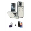 MARSİLYAN™- iPhone 16 Pro Max Kılıf İz Modern Prime - Siyah 3D Antistatik Mat Seramik Nano Ekran Koruyucu + Titanyum Gri Bilvis Titan Kamera Lens