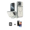 MARSİLYAN™- iPhone 16 Pro Max Kılıf İz Modern Prime - Siyah 3D Antistatik Mat Seramik Nano Ekran Koruyucu + Siyah PVD Metal Kamera Lens