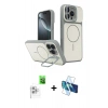 MARSİLYAN™- iPhone 16 Pro Max Kılıf İz Modern Prime - Siyah 3D Antistatik Seramik Nano Ekran Koruyucu + Raze Metal Kamera Lens - BZ