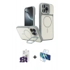MARSİLYAN™- iPhone 16 Pro Max Kılıf İz Modern Prime - Siyah 3D Antistatik Seramik Nano Ekran Koruyucu + Bilvis Titan Kamera Lens - GS