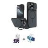 MARSİLYAN™- iPhone 16 Pro Max Kılıf İz Modern Prime - Siyah 3D Antistatik Seramik Nano Ekran Koruyucu + Bilvis Titan Kamera Lens - GS