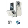 MARSİLYAN™- iPhone 16 Pro Max Kılıf İz Modern Prime - Siyah 3D Antistatik Seramik Nano Ekran Koruyucu + Pers Alüminyum Kamera Lens - GS