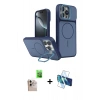 MARSİLYAN™- iPhone 16 Pro Max Kılıf İz Modern Prime - Siyah 3D Antistatik Seramik Nano Ekran Koruyucu + Raze Metal Kamera Lens - NLGY