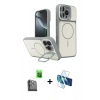 MARSİLYAN™- iPhone 16 Pro Max Kılıf İz Modern Prime - Siyah 3D Antistatik Seramik Nano Ekran Koruyucu + Raze Metal Kamera Lens - SH