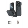 MARSİLYAN™- iPhone 16 Pro Max Kılıf İz Modern Prime - Siyah Bilvis 3D Cam Ekran Koruyucu + PVD Metal Kamera Lens - GS