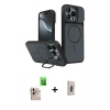 MARSİLYAN™- iPhone 16 Pro Max Kılıf İz Modern Prime - Siyah Bilvis 3D Cam Ekran Koruyucu + Raze Metal Kamera Lens - NLGY