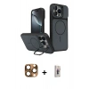 MARSİLYAN™- iPhone 16 Pro Max Kılıf İz Modern Prime - Siyah Bilvis 3D Cam Ekran Koruyucu + Pers Alüminyum Kamera Lens - CLTM