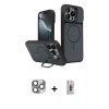 MARSİLYAN™- iPhone 16 Pro Max Kılıf İz Modern Prime - Siyah Bilvis 3D Cam Ekran Koruyucu + Pers Alüminyum Kamera Lens - GI