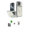 MARSİLYAN™- iPhone 16 Pro Max Kılıf İz Modern Prime - Siyah Bilvis 3D Cam Ekran Koruyucu + Raze Metal Kamera Lens - SH
