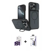MARSİLYAN™- iPhone 16 Pro Max Kılıf İz Modern Prime - Siyah Bilvis 3X AR Hayalet Cam Ekran Koruyucu + Bilvis Titan Kamera Lens - SH