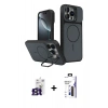 MARSİLYAN™- iPhone 16 Pro Max Kılıf İz Modern Prime - Siyah Bilvis 3X AR Hayalet Cam Ekran Koruyucu + Bilvis Titan Kamera Lens - TMGI