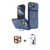 MARSİLYAN™- iPhone 16 Pro Max Kılıf İz Modern Prime - Siyah Bilvis 3X AR Hayalet Cam Ekran Koruyucu + Pers Alüminyum Kamera Lens - CLTM