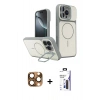 MARSİLYAN™- iPhone 16 Pro Max Kılıf İz Modern Prime - Siyah Bilvis 3X AR Hayalet Cam Ekran Koruyucu + Pers Alüminyum Kamera Lens - CLTM