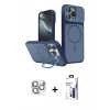 MARSİLYAN™- iPhone 16 Pro Max Kılıf İz Modern Prime - Siyah Bilvis 3X AR Hayalet Cam Ekran Koruyucu + Pers Alüminyum Kamera Lens - GS