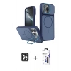 MARSİLYAN™- iPhone 16 Pro Max Kılıf İz Modern Prime - Siyah Bilvis 3X AR Hayalet Cam Ekran Koruyucu + PVD Metal Kamera Lens - SH