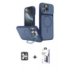 MARSİLYAN™- iPhone 16 Pro Max Kılıf İz Modern Prime - Siyah Bilvis 3X AR Hayalet Cam Ekran Koruyucu + PVD Metal Kamera Lens - GS