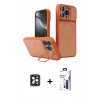 MARSİLYAN™- iPhone 16 Pro Max Kılıf İz Modern Prime - Siyah Bilvis 3X AR Hayalet Cam Ekran Koruyucu + PVD Metal Kamera Lens - SH