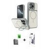 MARSİLYAN™- iPhone 16 Pro Max Kılıf İz Modern Prime - Siyah Bilvis 3X AR Hayalet Cam Ekran Koruyucu + Raze Metal Kamera Lens - SH