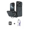 MARSİLYAN™- iPhone 16 Pro Max Kılıf İz Modern Prime - Siyah Bilvis 3X AR HD Cam Ekran Koruyucu + PVD Metal Kamera Lens - SH