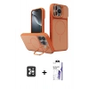 MARSİLYAN™- iPhone 16 Pro Max Kılıf İz Modern Prime - Siyah Bilvis 3X AR HD Cam Ekran Koruyucu + PVD Metal Kamera Lens - SH