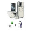 MARSİLYAN™- iPhone 16 Pro Max Kılıf İz Modern Prime - Siyah Bilvis 3X AR HD Cam Ekran Koruyucu + Raze Metal Kamera Lens - BZ