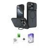 MARSİLYAN™- iPhone 16 Pro Max Kılıf İz Modern Prime - Siyah Bilvis 5in1 3D Magic Cam Ekran Koruyucu + Raze Metal Kamera Lens - BZ