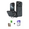 MARSİLYAN™- iPhone 16 Pro Max Kılıf İz Modern Prime - Siyah Bilvis 5in1 3D Magic Cam Ekran Koruyucu + Raze Metal Kamera Lens - CLTM