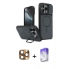 MARSİLYAN™- iPhone 16 Pro Max Kılıf İz Modern Prime - Siyah Bilvis 5in1 3D Magic Cam Ekran Koruyucu + Pers Alüminyum Kamera Lens - CLTM