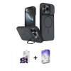 MARSİLYAN™- iPhone 16 Pro Max Kılıf İz Modern Prime - Siyah Bilvis 5in1 3D Magic Cam Ekran Koruyucu + Bilvis Titan Kamera Lens - GS